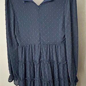 Altar'd State Navy Dot-Tiered Long Sleeve Tunic